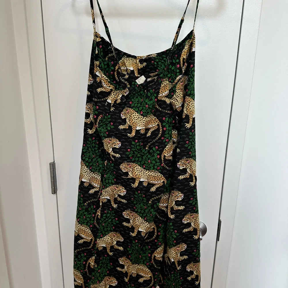 Printfresh Pajamas Cami Nightgown Black Tiger Bagheera Print 4X Spaghetti Strap - Picture 2 of 5